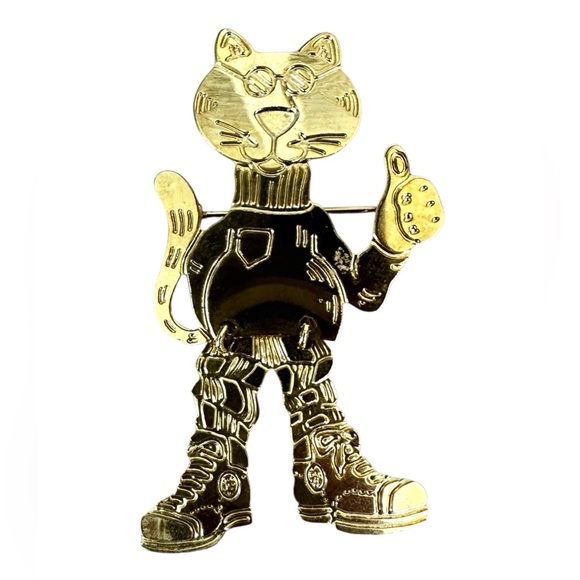 Jewelry - 🐱Kitschy Vintage Thumbs Up Cat in Sneakers Brooch